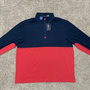 RLX Ralph Lauren Pullover Mens XXL 2XL Red Navy Colorblock Golf Wicking 1/4 Zip